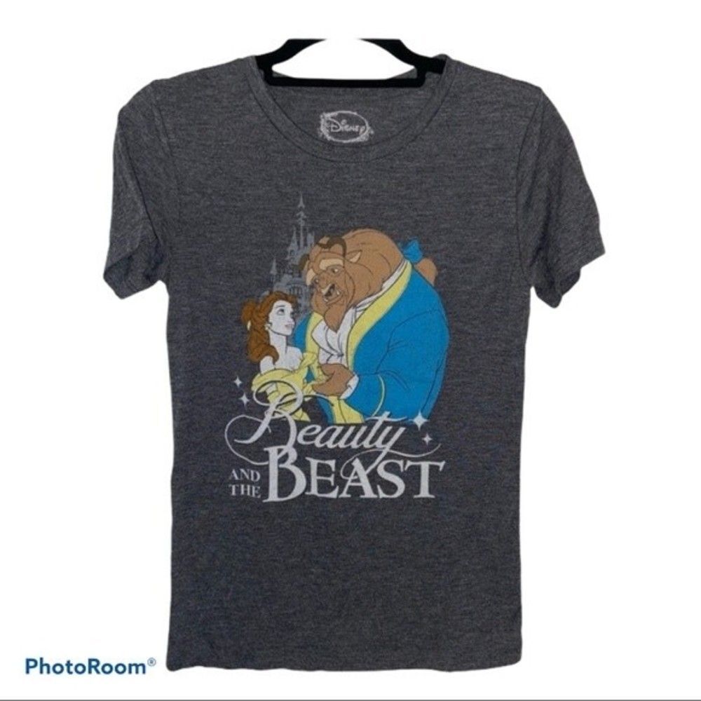 Disney Beauty & the Beast Gray Graphic Tee Size Small Juniors